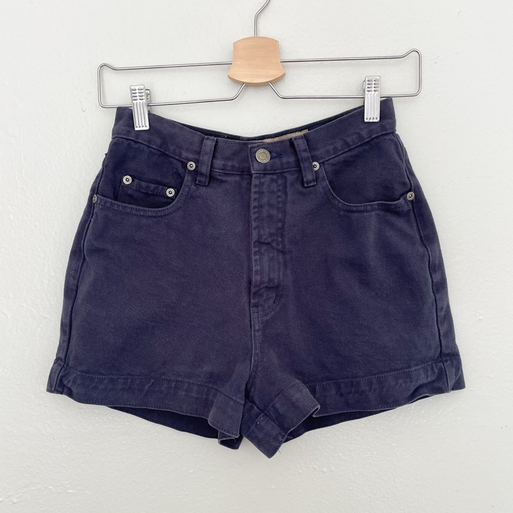 VINTAGE 90s New York Line Navy Dyed High Rise Mom Jean Shorts